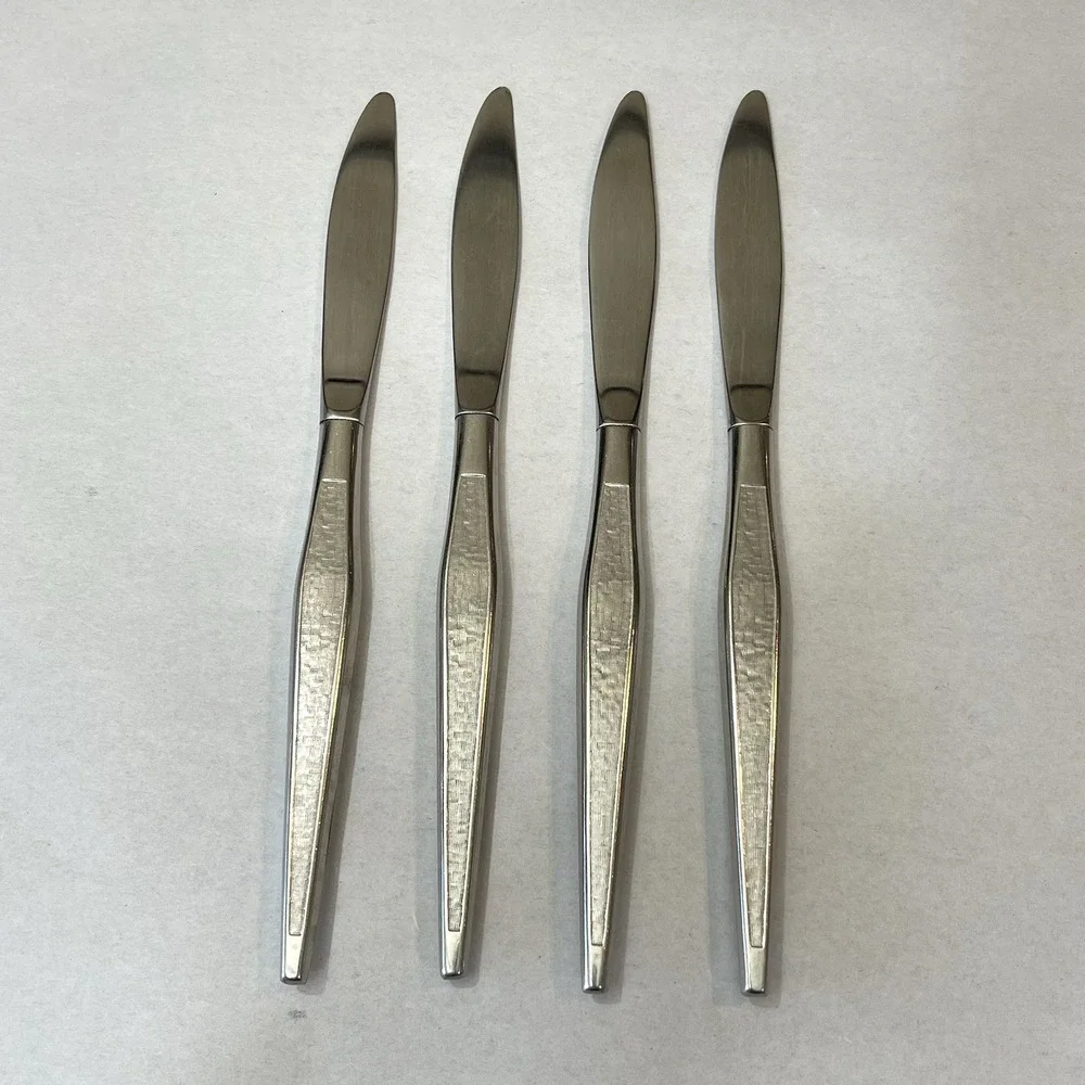 Vtg West Bend Oneida Shadow Wave Dinner Knives Set 4 MCM Stainless USA Retired
